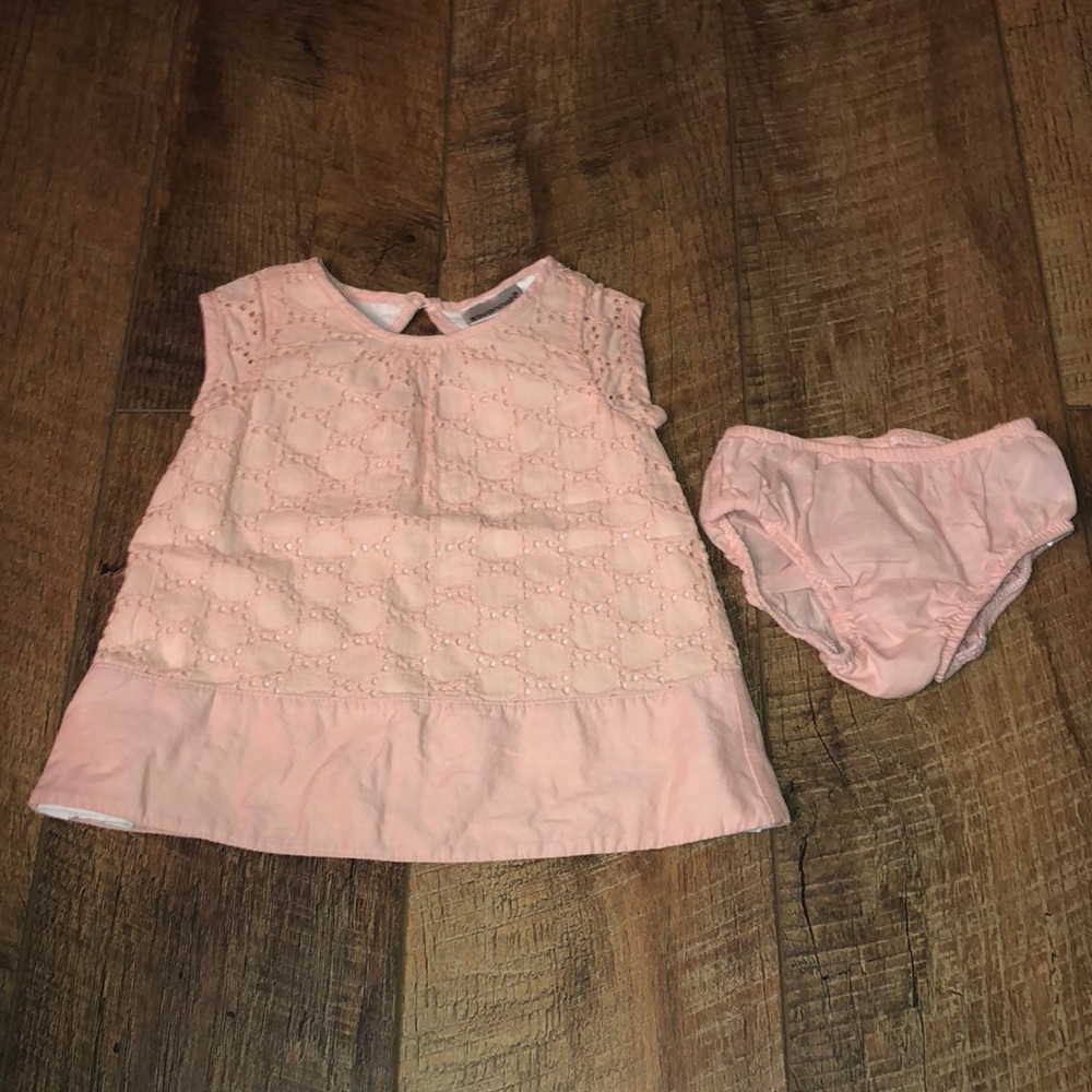 Pink shift style eyelet dress 0-3 mos